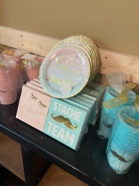 RESELLERS BUNDLE Of 10 Plates, 10 Napkins and 11 Cups Gender Reveal Baby Shower